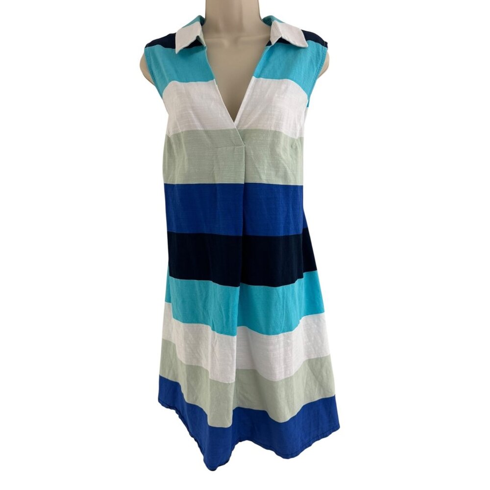 Liz Claiborne Blue‎ Striped Collared Sleeveless Dress Long Top Size 20W 2X Plus